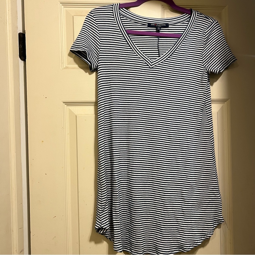 One Clothing Navy and White Striped Dress
